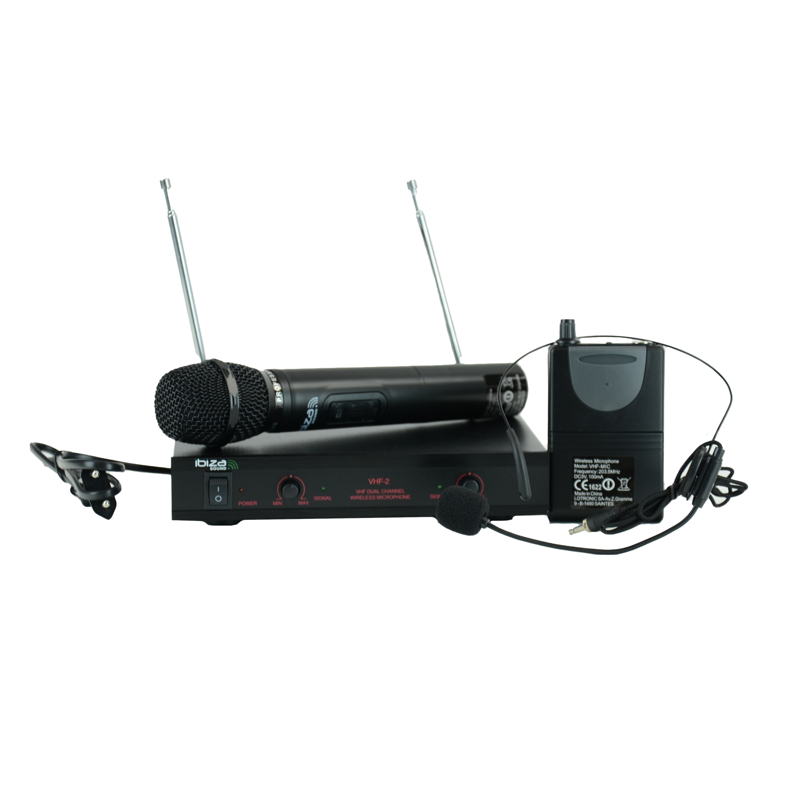 Bezprzewodowy zestaw mikrofonowy Ibiza VHF2H