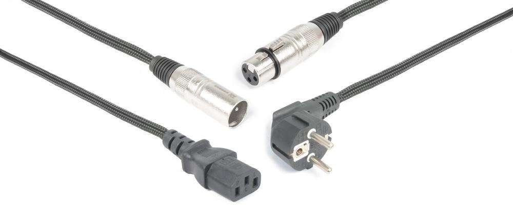 CX02-15 Kabel audio COMBI SHUKO XLR F / IEC F - XLR M. 15m PD Connex