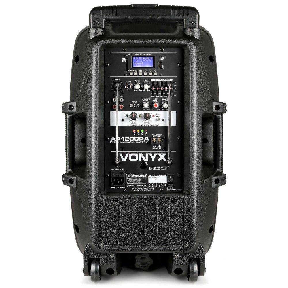 Kolumna mobilna z mikrofonami 600W Vonyx AP1200PA 12"
